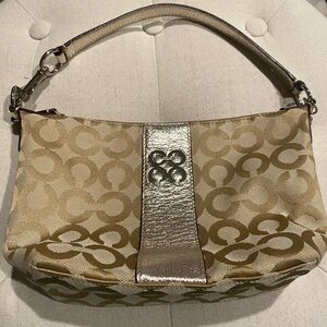 Coach Metallic Silver and Tan Shoulder Bag